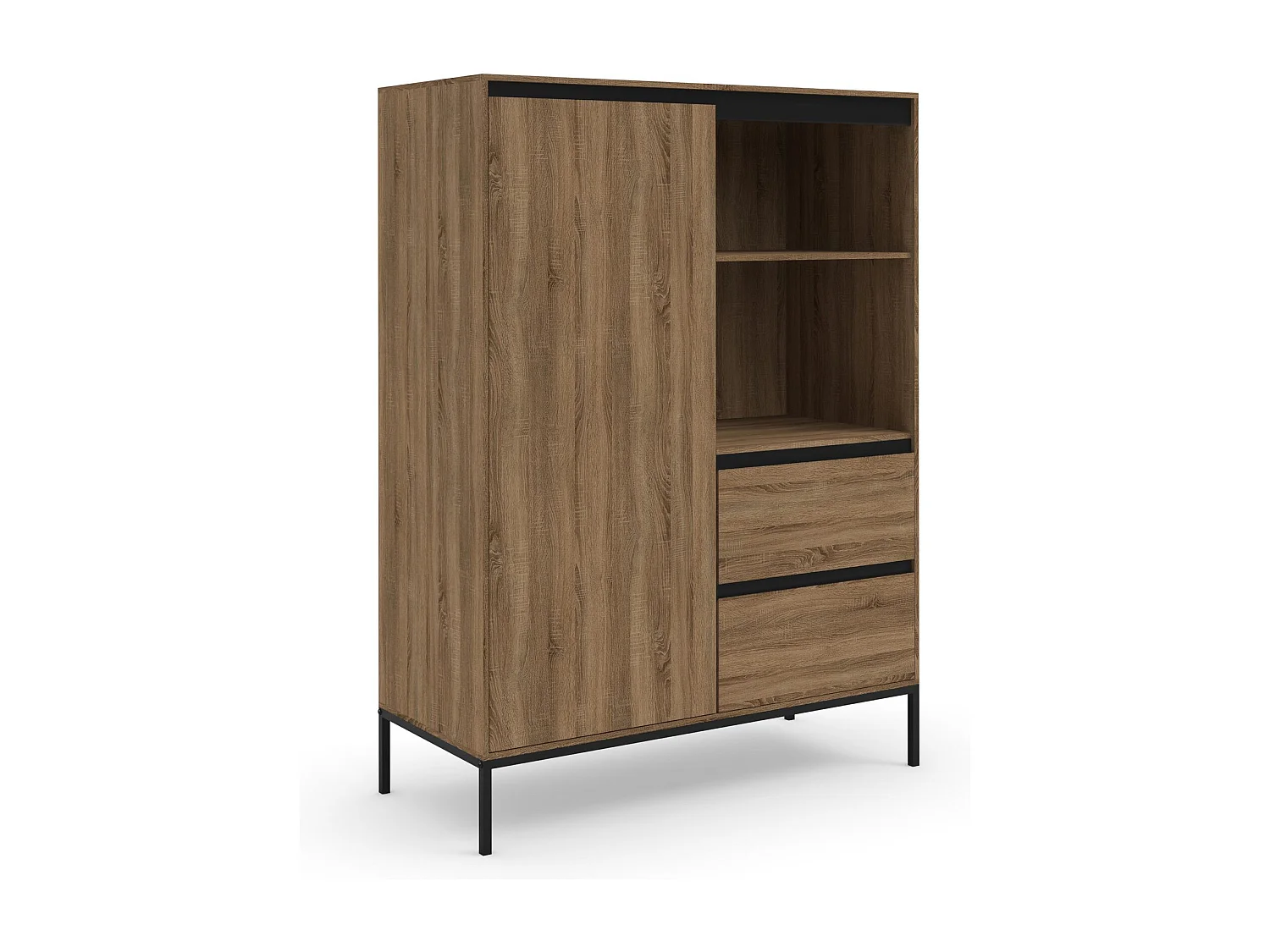 Bari | Schrank mit 1 Tür und 2 Schubladen in Eichenoptik