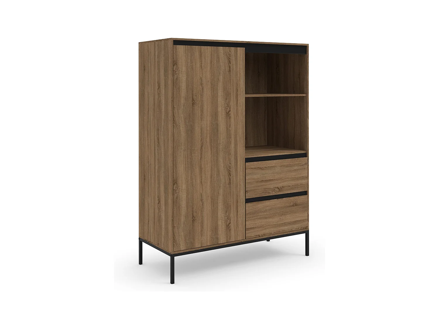 Bari | Armoire avec 1 porte et 2 tiroirs en effet chêne