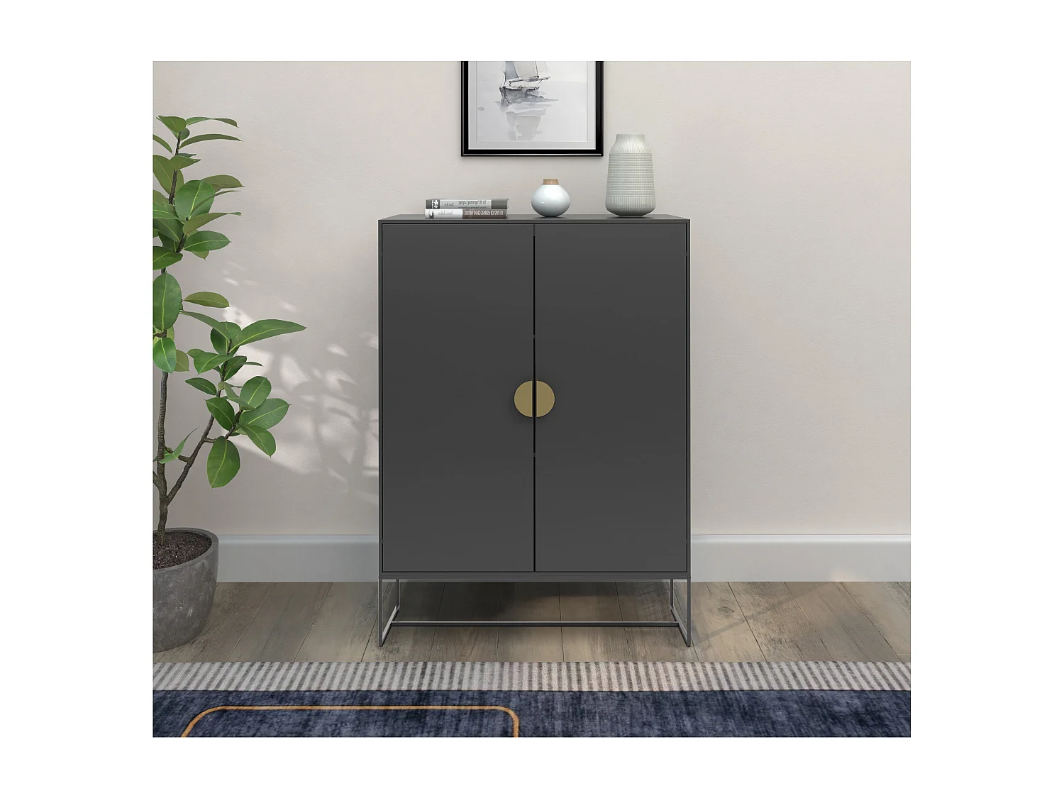 Asia | Armoire avec 2 portes anthracite