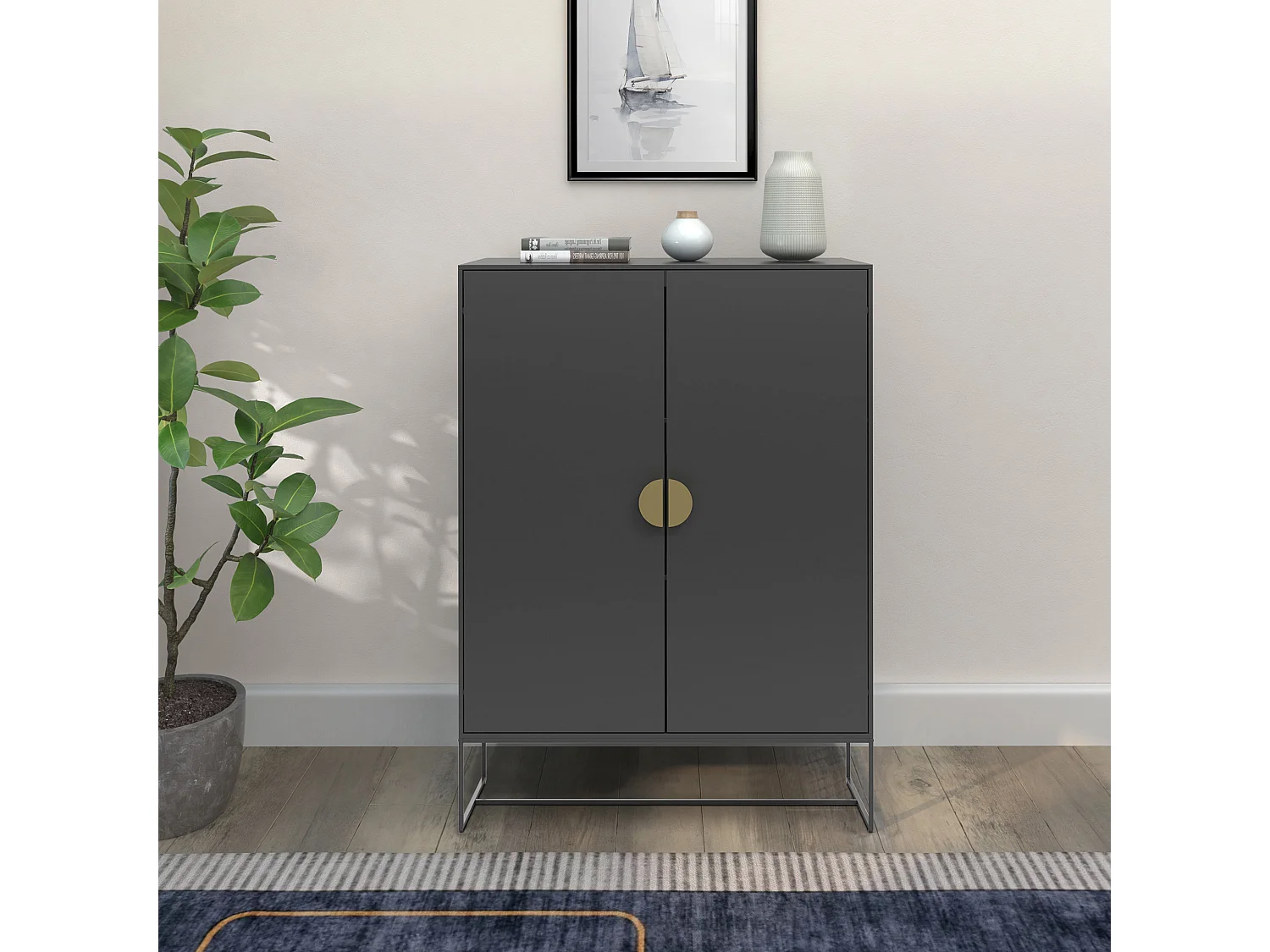 Asia | Armadio con 2 ante, antracite