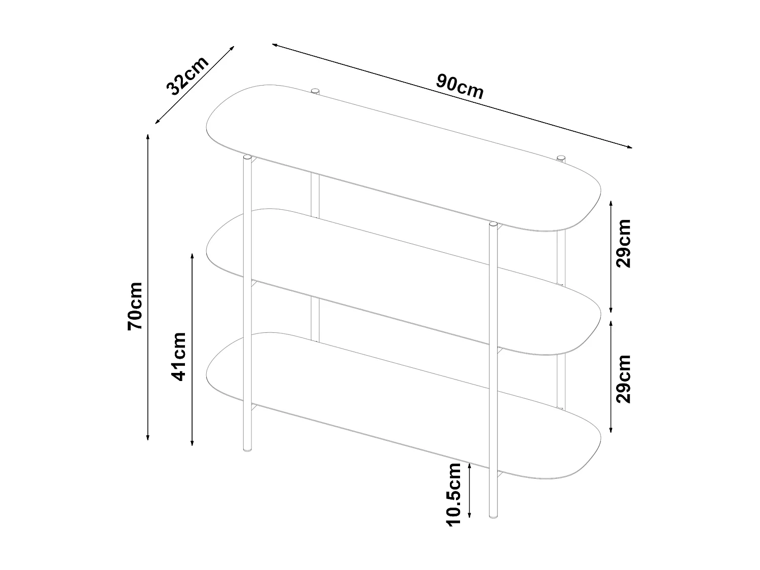 Étagère autoportante Enebakk acier 70 x 90 x 32 cm noir [en.casa]