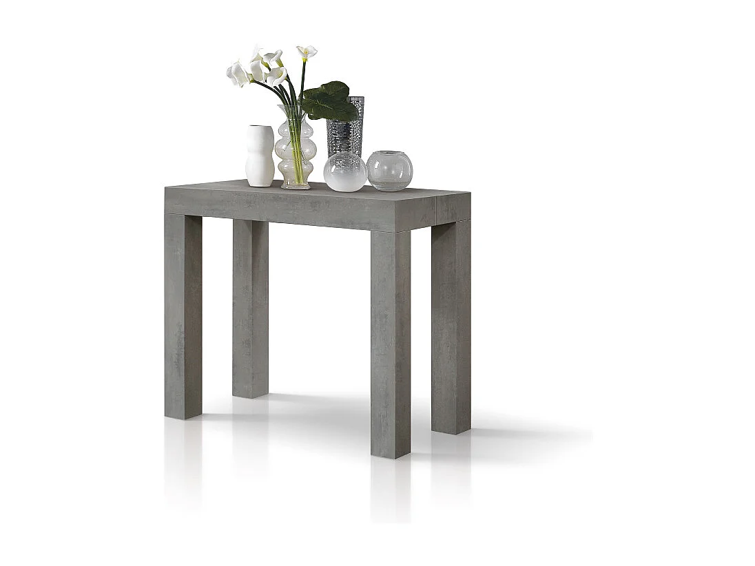 Tavolo Consolle allungabile Adele, Grigio Cemento, Nobilitato melaminico, Made in Italy, 90 x 45 x 76 cm