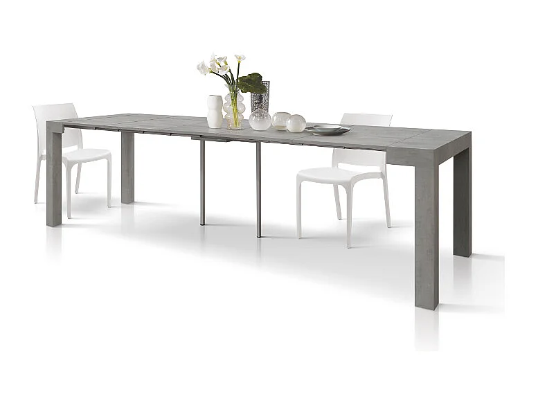 Tavolo Consolle allungabile Adele, Grigio Cemento, Nobilitato melaminico, Made in Italy, 90 x 45 x 76 cm