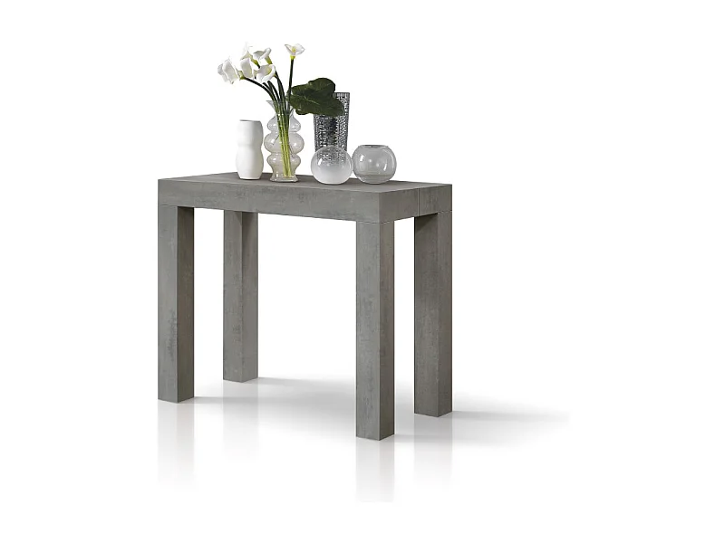 Tavolo Consolle allungabile Adele, Grigio Cemento, Nobilitato melaminico, Made in Italy, 90 x 45 x 76 cm