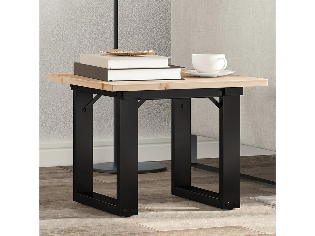 Couchtisch O-Gestell 50x50x35cm Massivholz Kiefer und Stahl