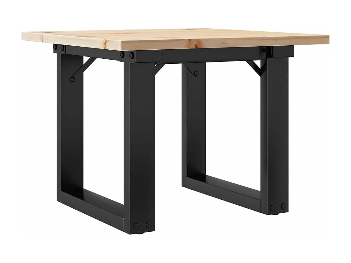 Couchtisch O-Gestell 50x50x35cm Massivholz Kiefer und Stahl