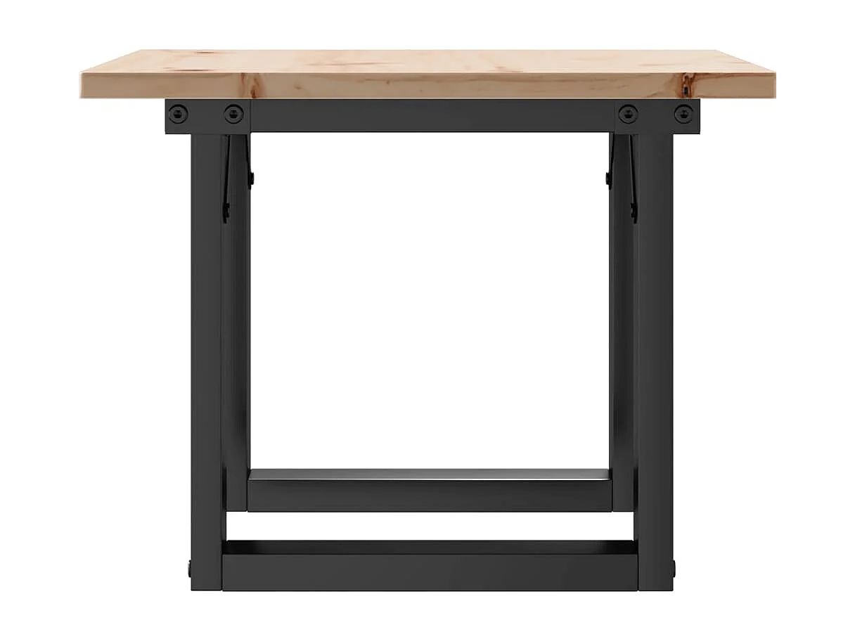 Couchtisch O-Gestell 50x50x35cm Massivholz Kiefer und Stahl