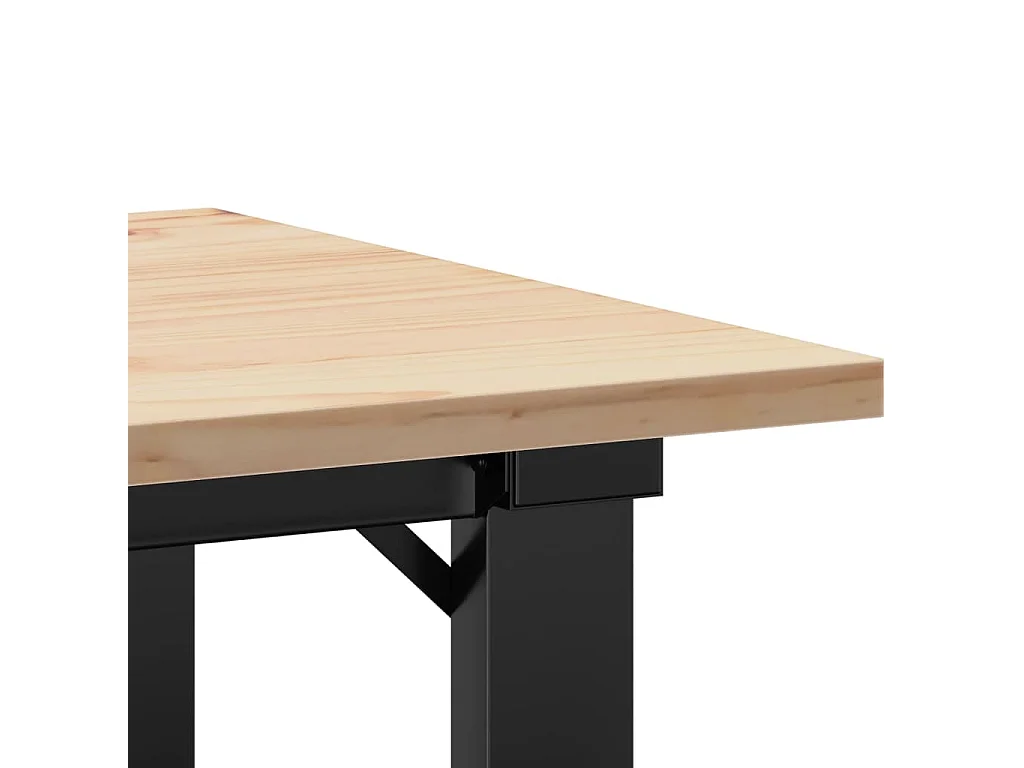 Couchtisch O-Gestell 50x50x35cm Massivholz Kiefer und Stahl