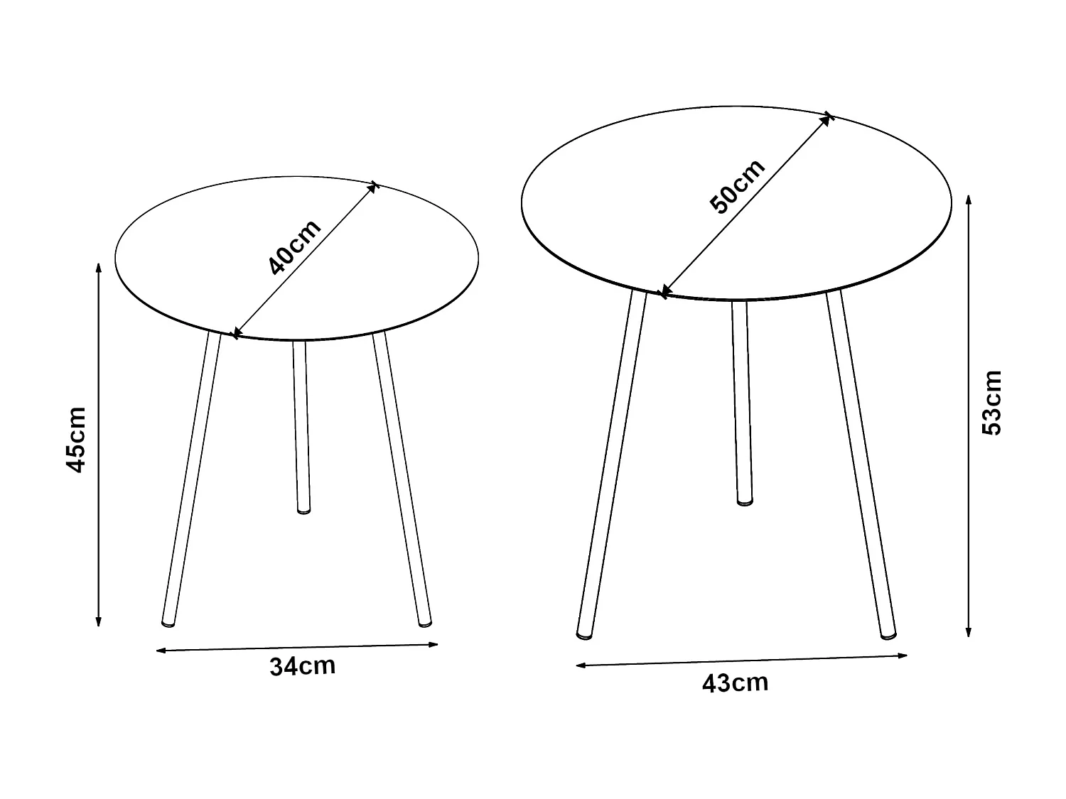 Lot de 2 tables d'appoint Sula de tailles différentes noir [en.casa]