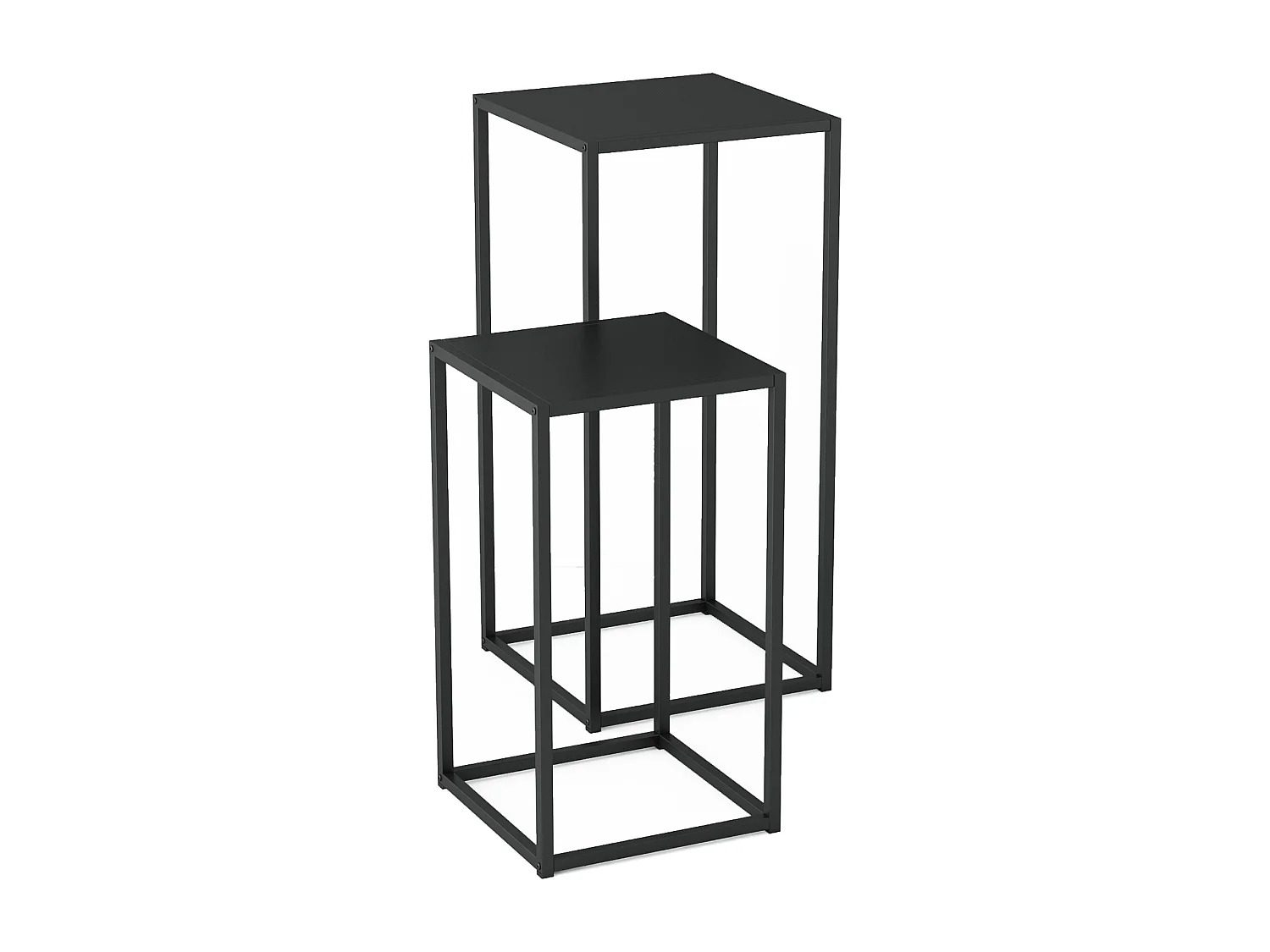 Set de 2 tables d'appoint Åseral de tailles différentes acier noir [en.casa]