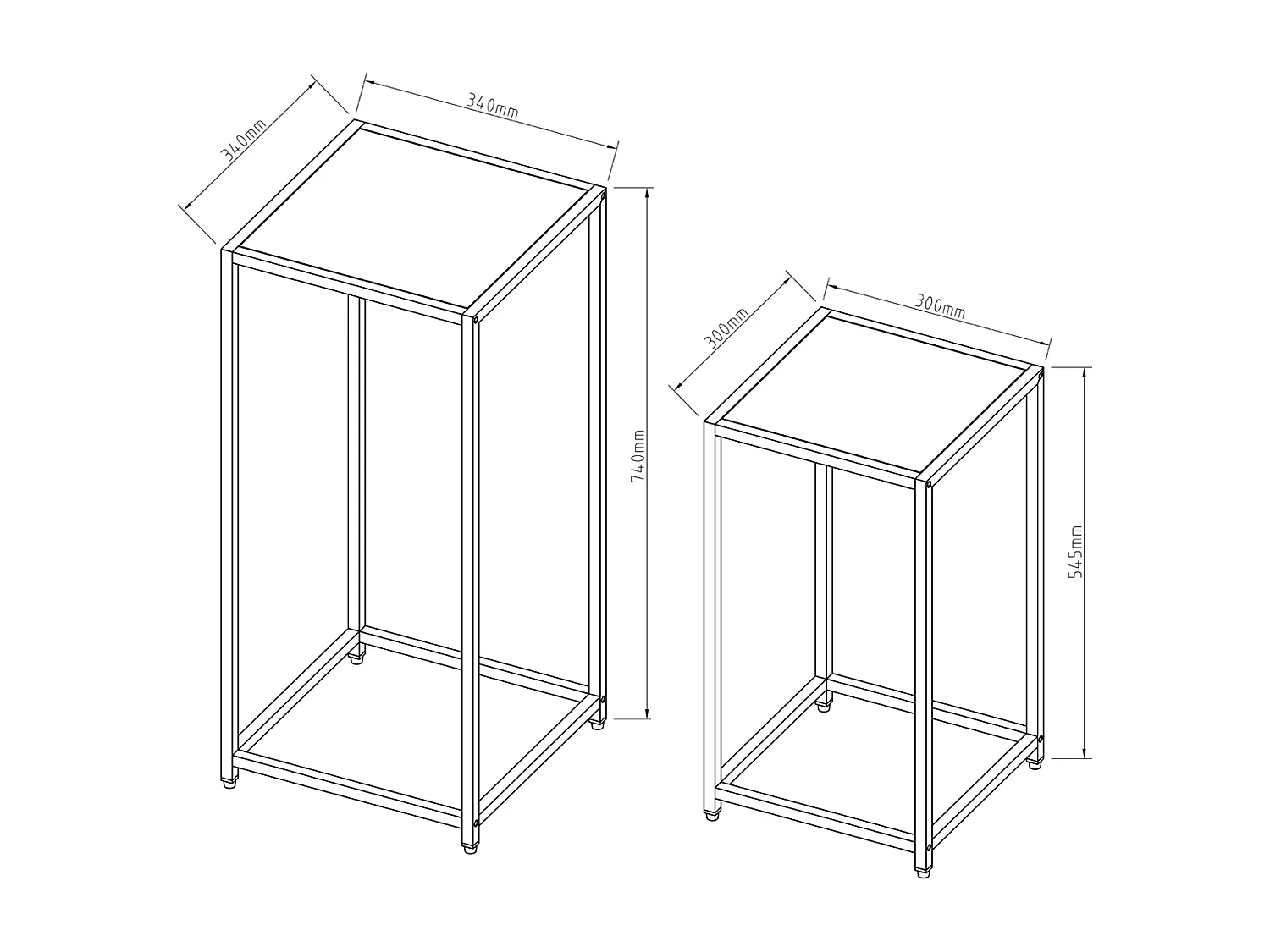 Set de 2 tables d'appoint Åseral de tailles différentes acier noir [en.casa]