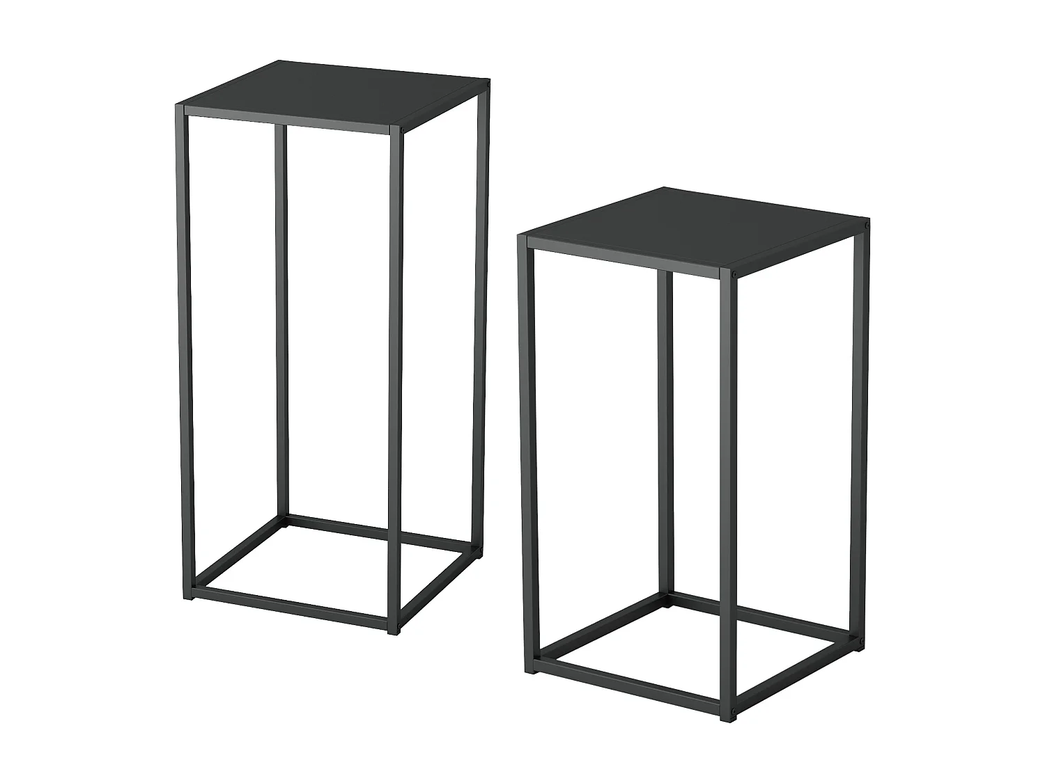 Set de 2 tables d'appoint Åseral de tailles différentes acier noir [en.casa]
