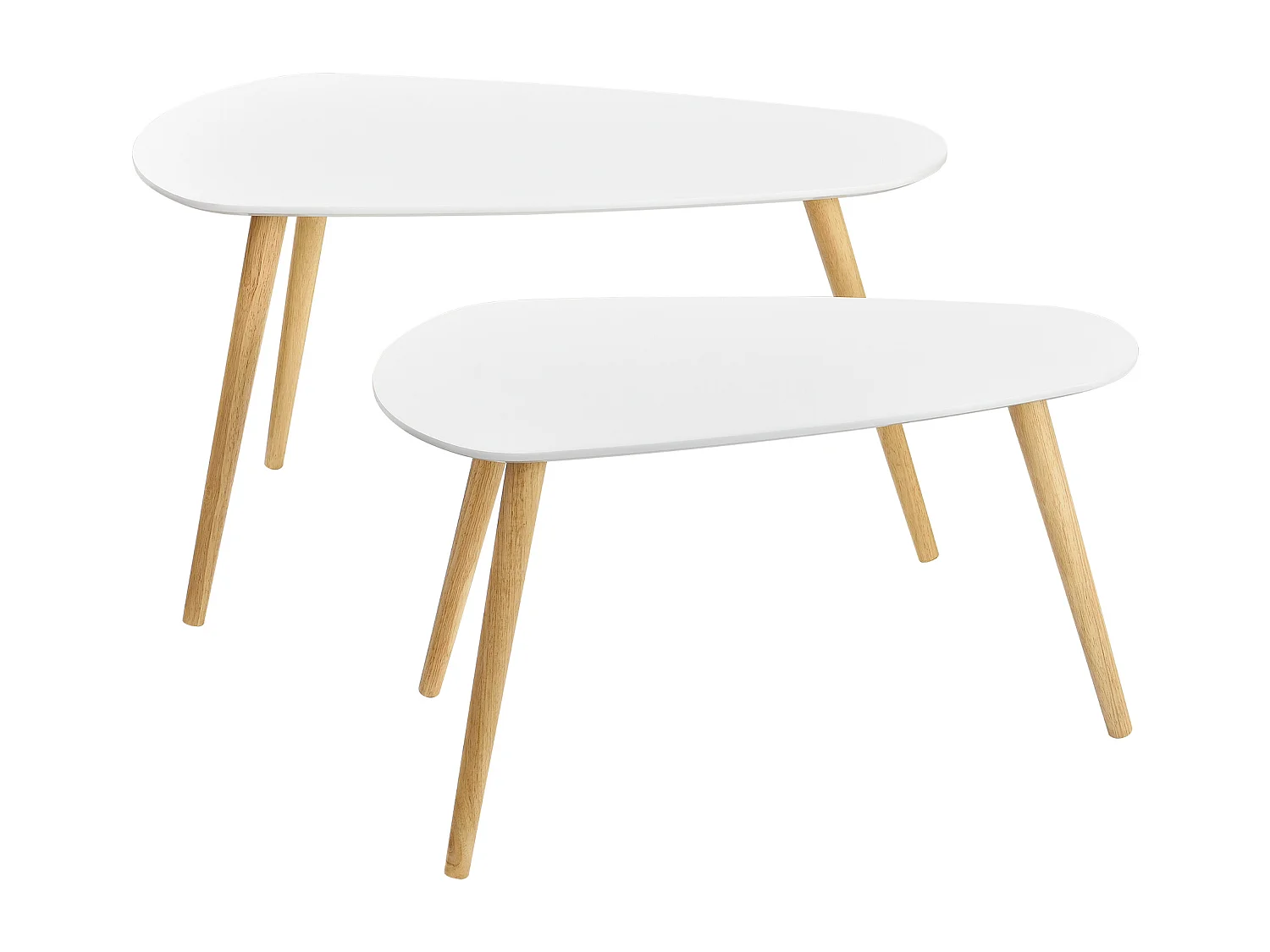 Lot de 2 Tables Basses Langesund Tailles Différentes  MDF Pin Blanc [en.casa]