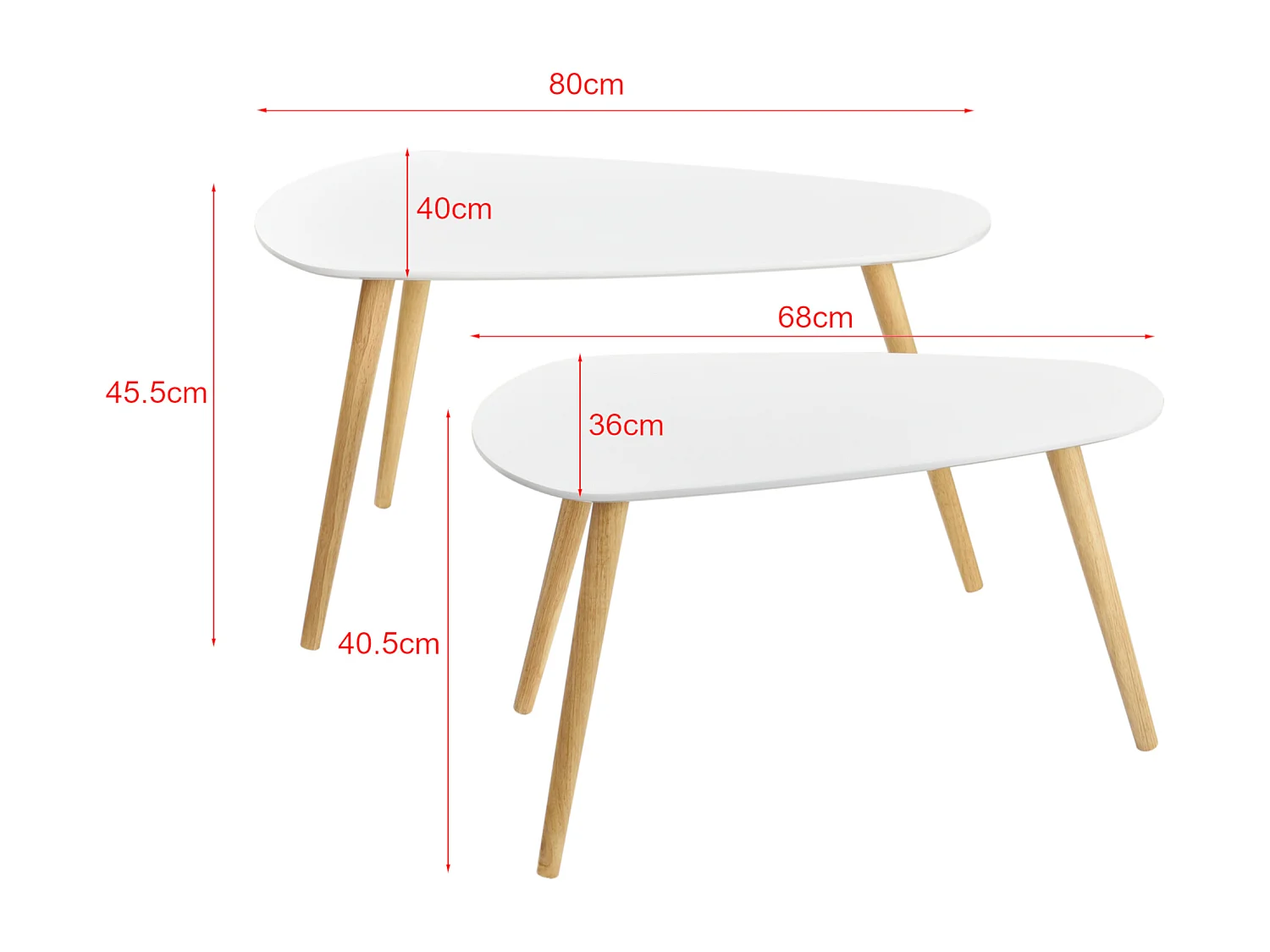 Lot de 2 Tables Basses Langesund Tailles Différentes  MDF Pin Blanc [en.casa]