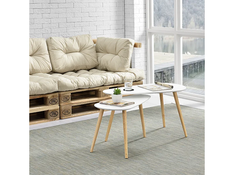 Lot de 2 Tables Basses Langesund Tailles Différentes  MDF Pin Blanc [en.casa]