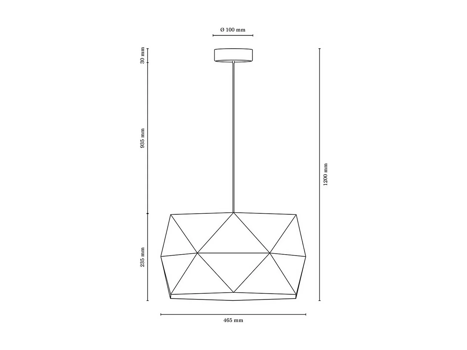 Hanglamp Geomerical, Zwart, 46,5x46,5x120 cm, EPIKASA