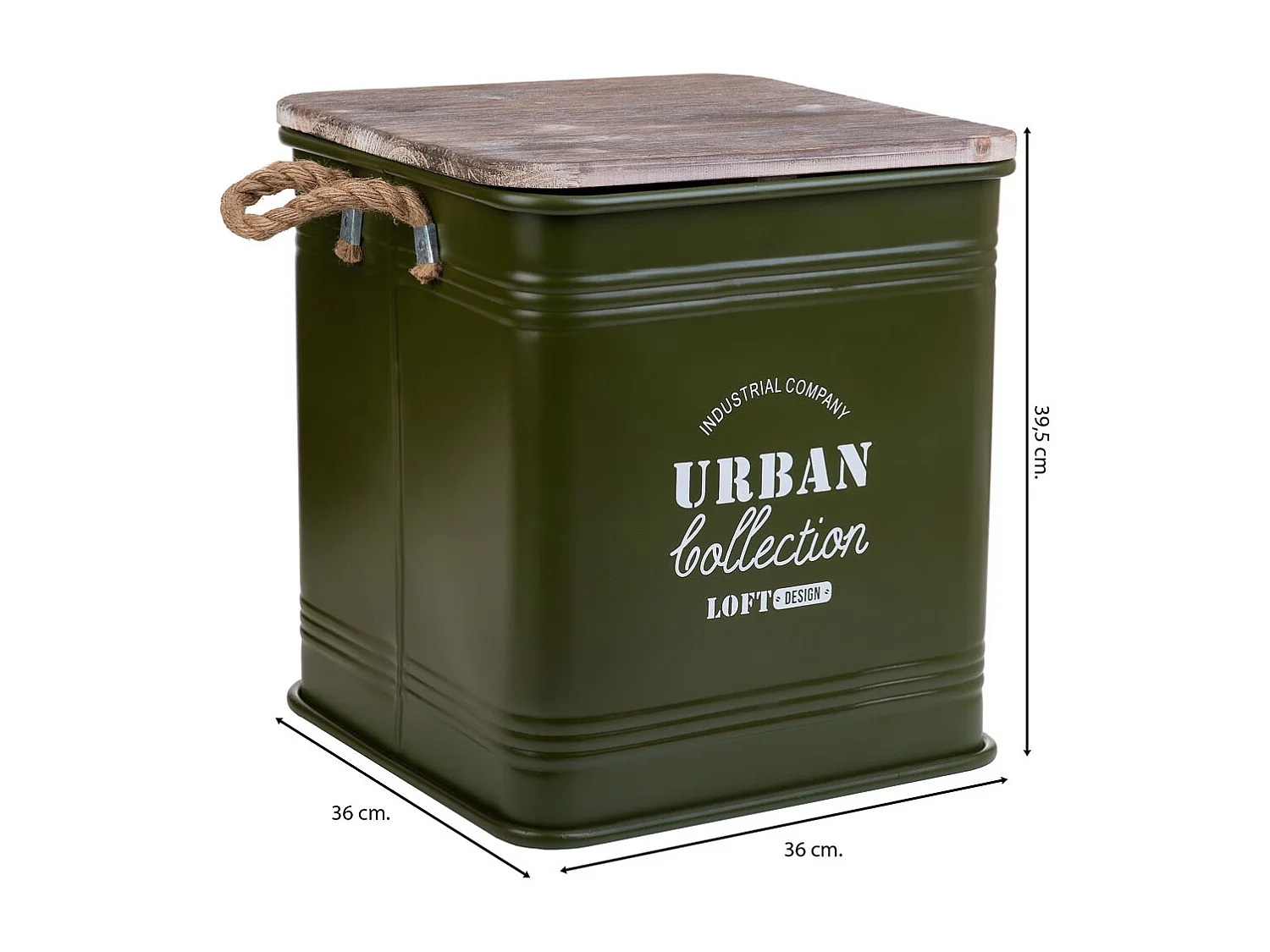 Taburete de metal impreso verde 36x36x39,5 cm