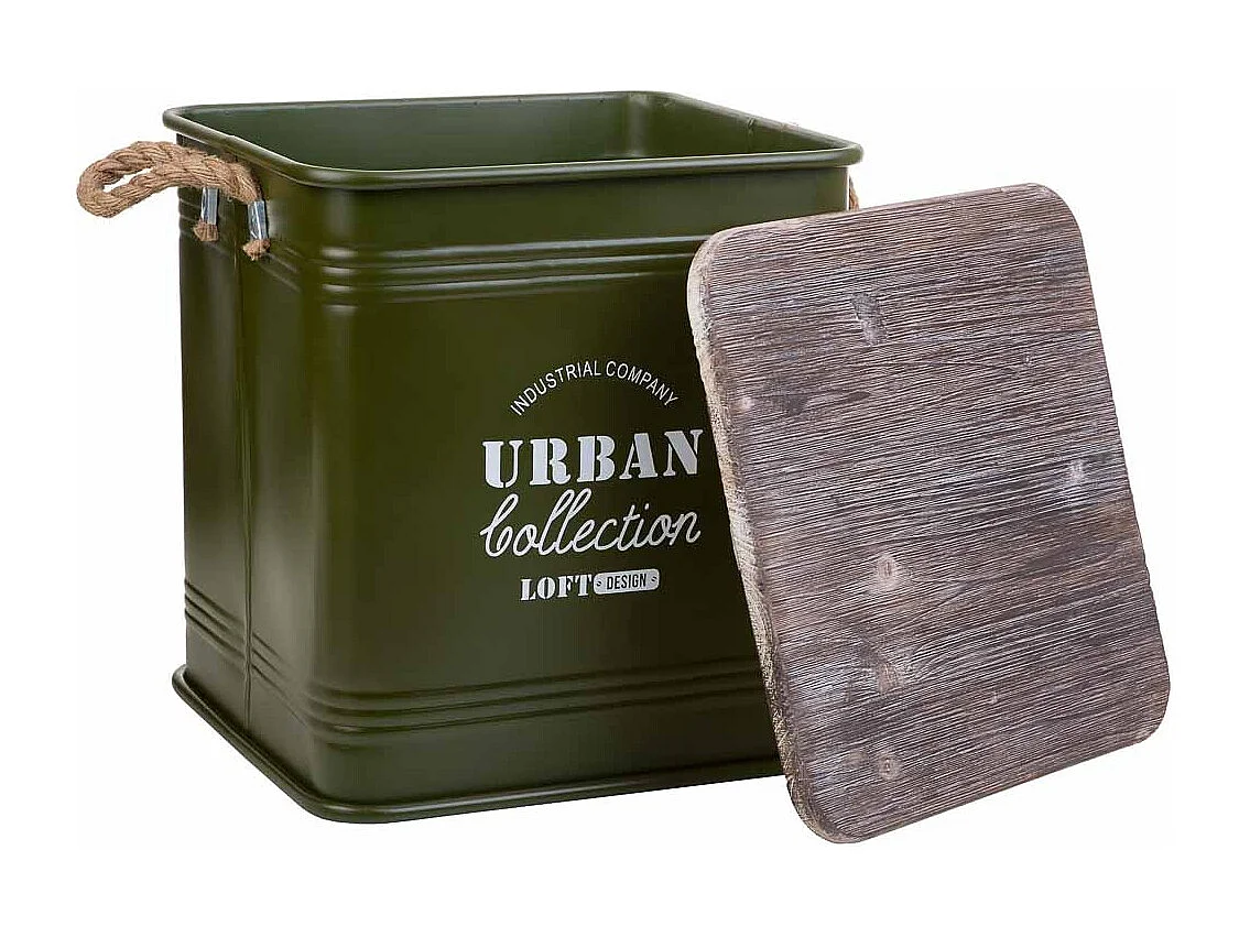 Metallhocker grün mit Druck 36x36x39,5