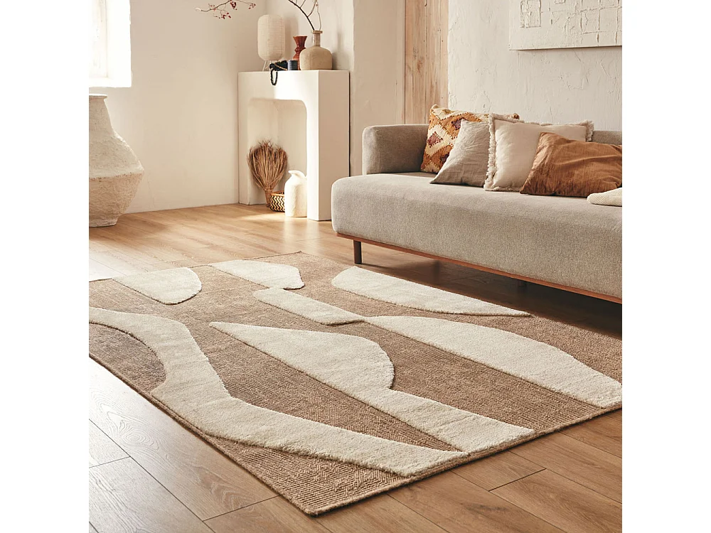 Neon - Tapis bohème à motif géométrique -  Blanc - 120x160cm