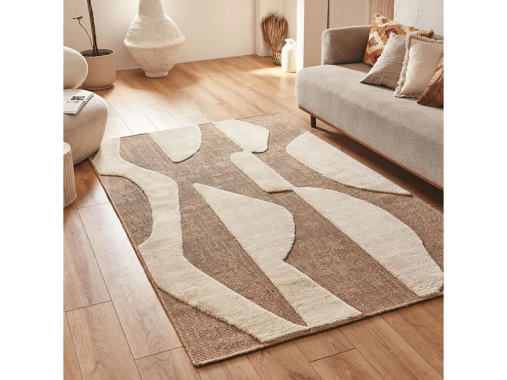 Neon - Tapis bohème à motif géométrique -  Blanc - 120x160cm