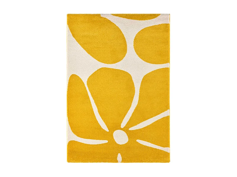 Pop - Tapis vintage à motif floral -  Jaune - 120x160cm