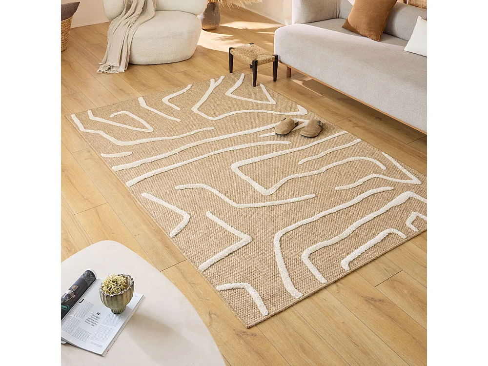 Flux - Tapis bohème -  Blanc - 120x160cm