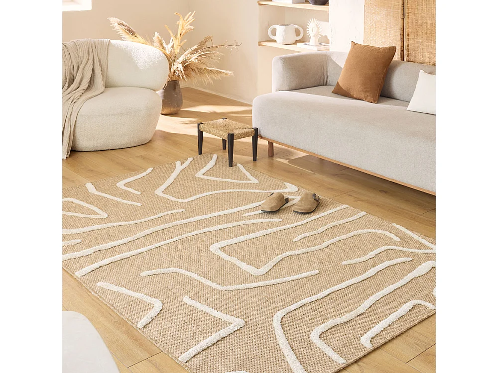 Flux - Tapis bohème -  Blanc - 120x160cm