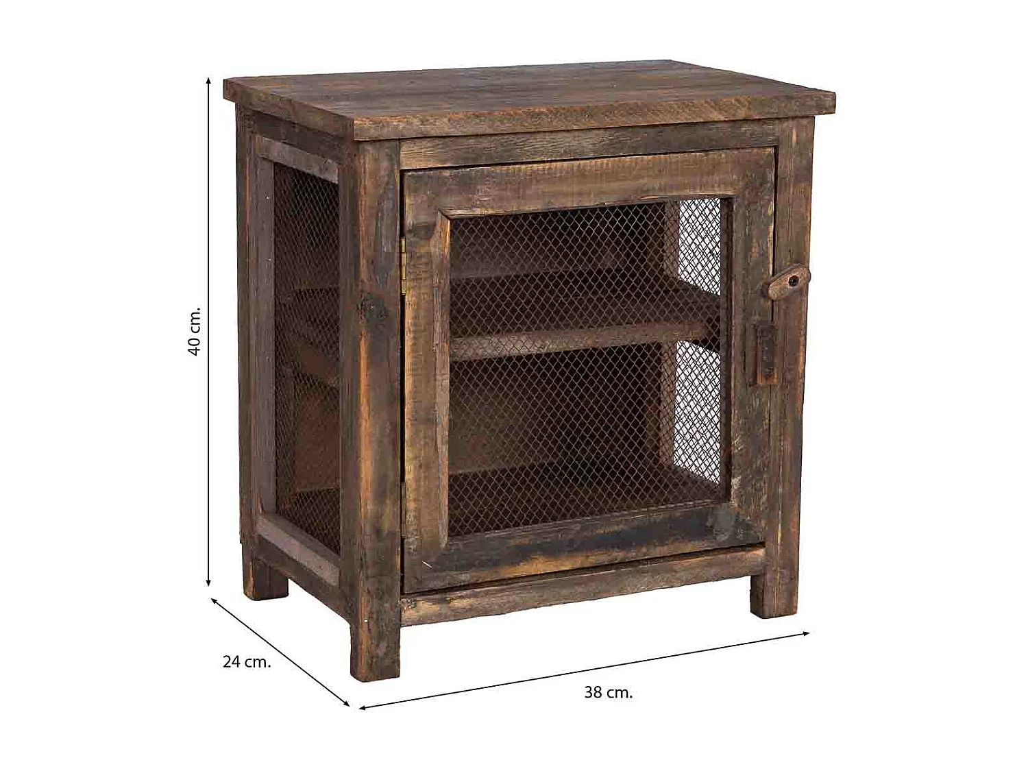 Mesa de centro em madeira e vidro 38x24x40h cm