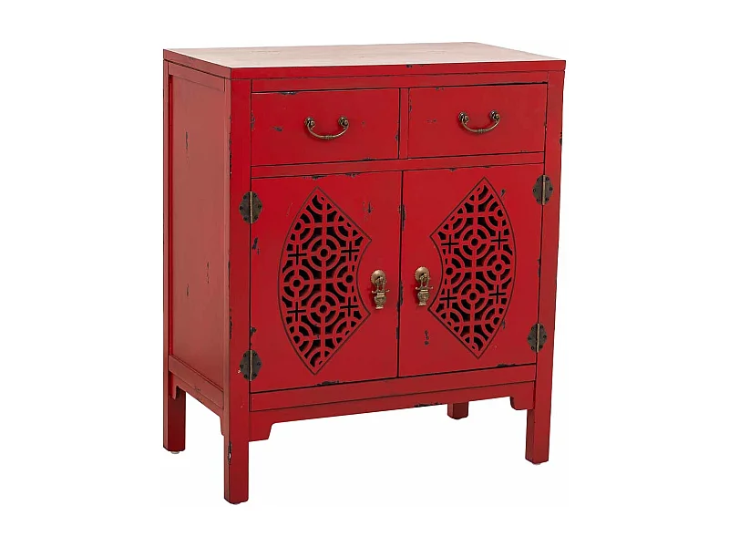 Mesa de salão em madeira em vermelho 66x36x78h cm