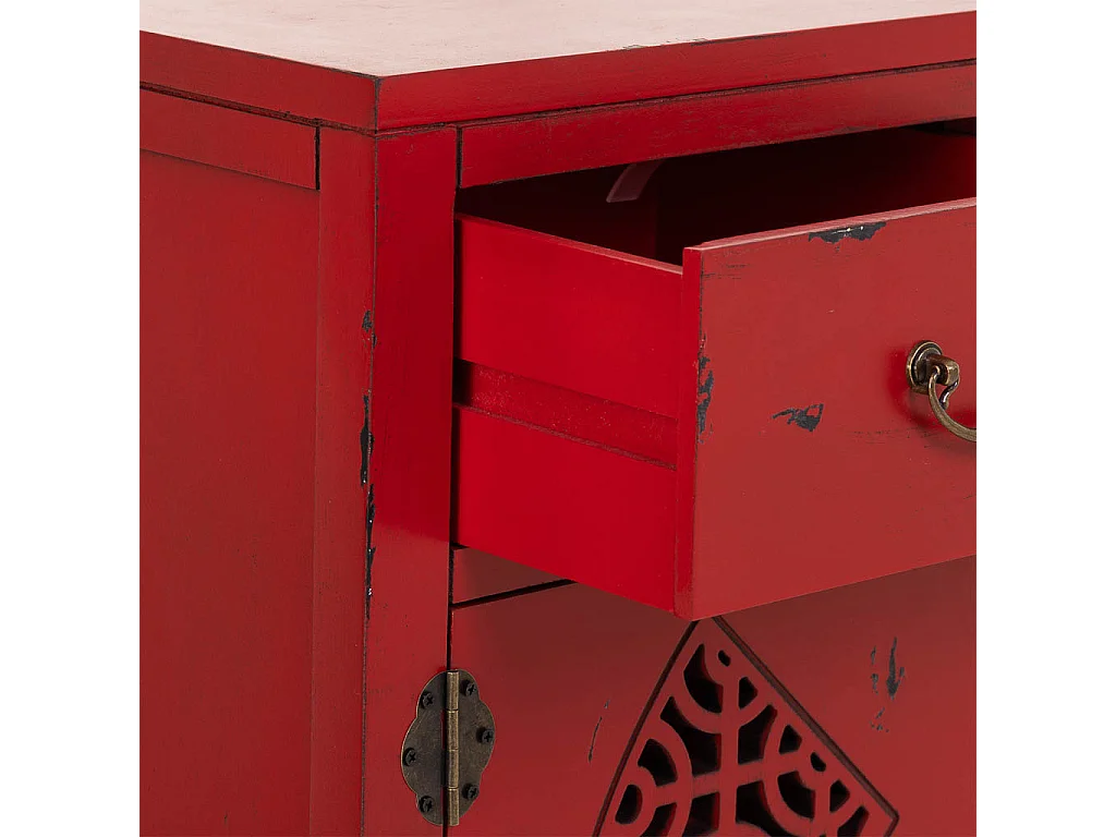 Recibidor de madera con 2 cajones y 2 puertas rojo 66x36x78