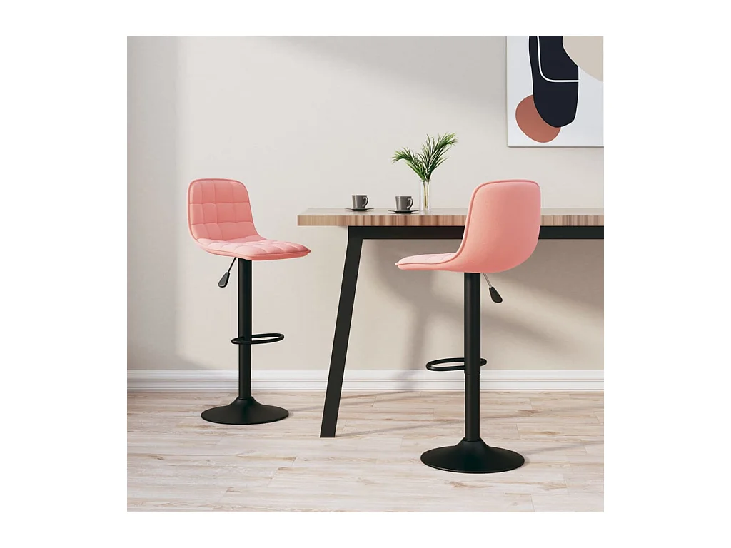 Tabourets de bar lot de 2 rose velours