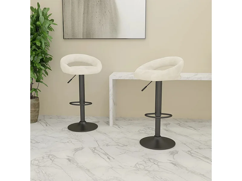 Tabourets de bar lot de 2 crème velours
