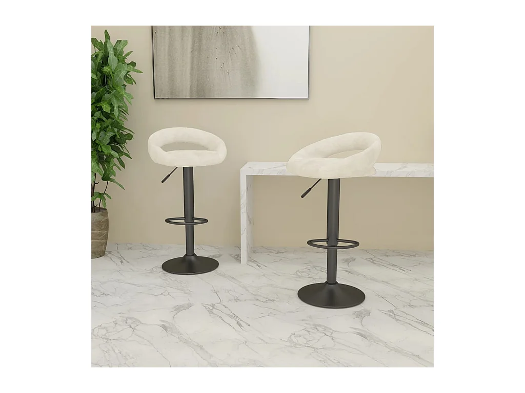 Tabourets de bar lot de 2 crème velours