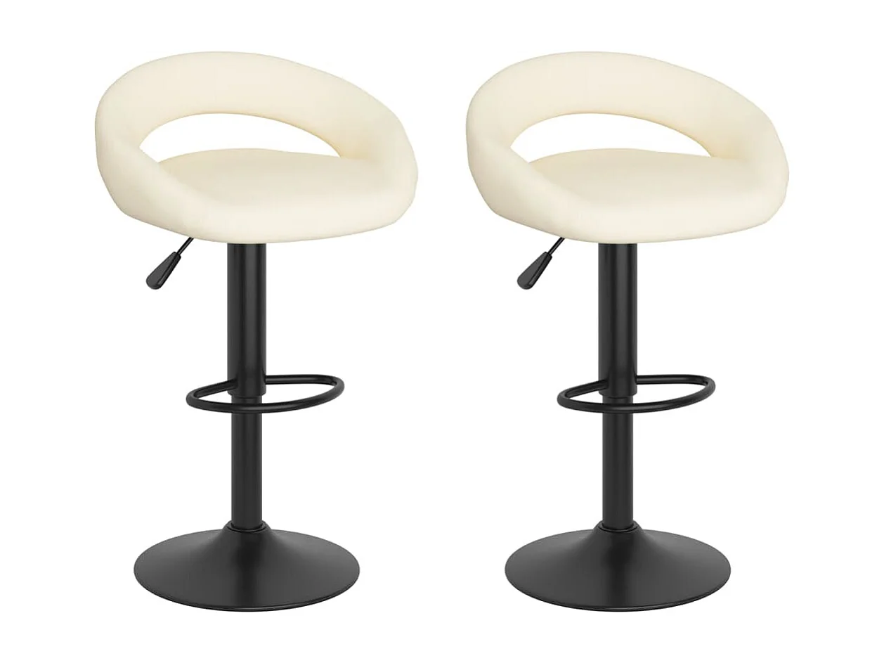 Tabourets de bar lot de 2 crème velours