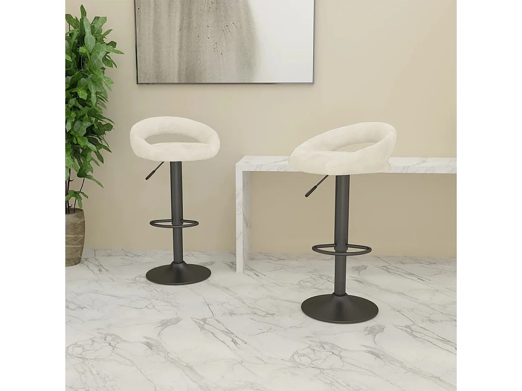 Tabourets de bar lot de 2 crème velours