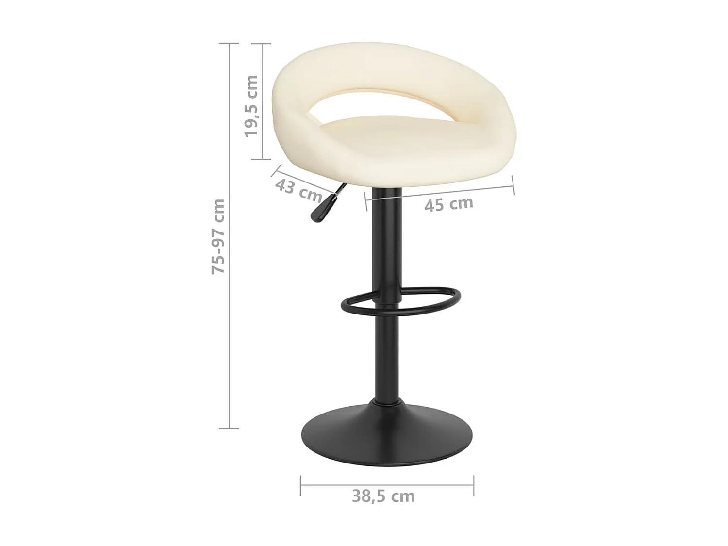 Tabourets de bar lot de 2 crème velours