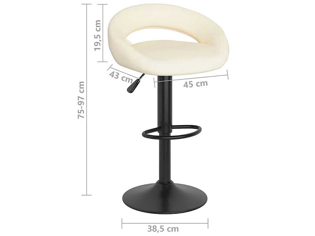 Tabourets de bar lot de 2 crème velours