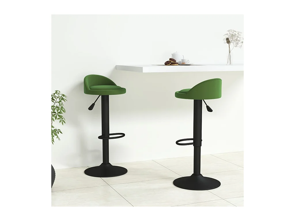 Tabourets de bar lot de 2 vert foncé velours