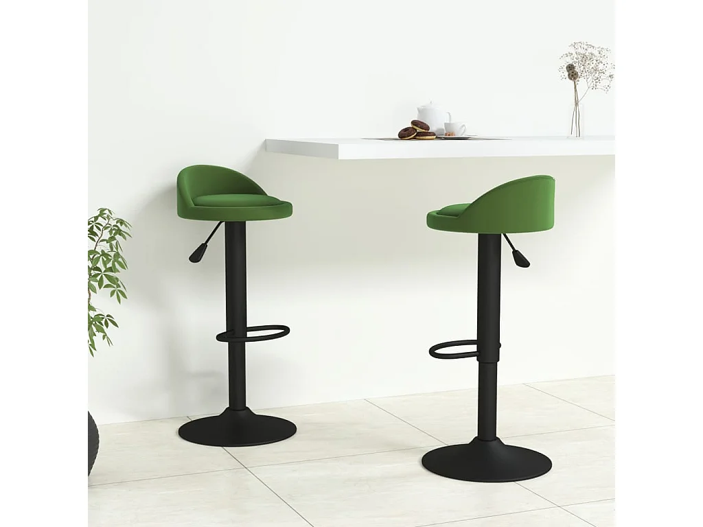 Tabourets de bar lot de 2 vert foncé velours