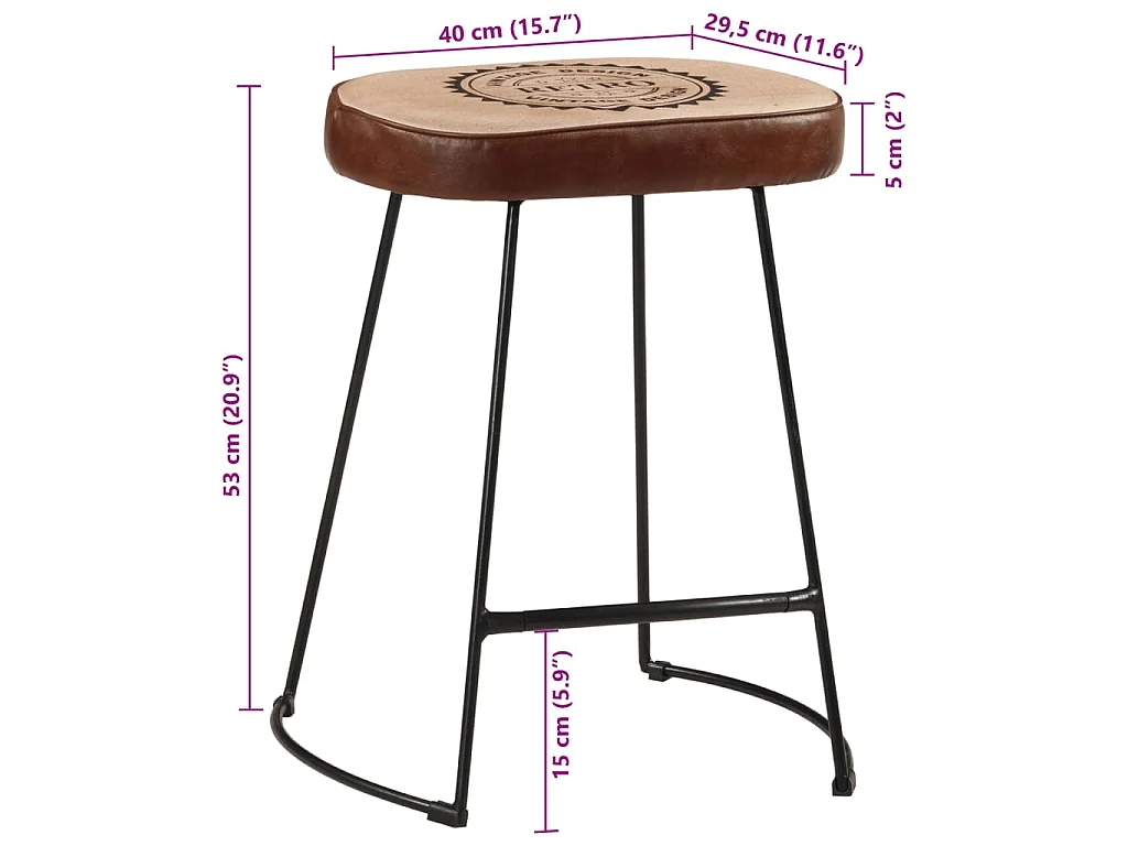 Tabourets de bar lot de 2 marron foncé 40x29,5x53 cm