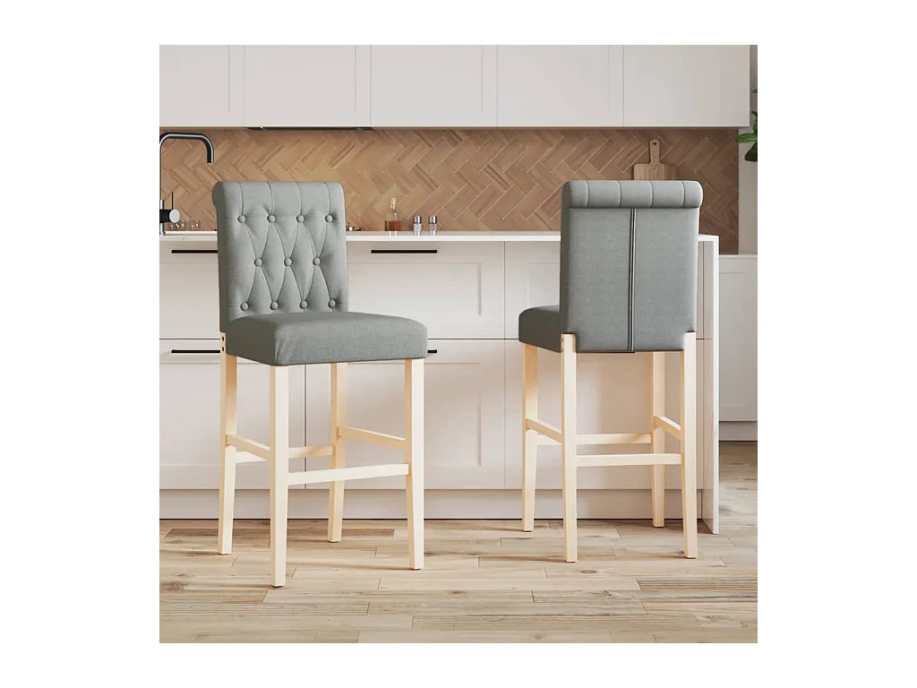 Barstoelen 2 st massief rubberhout en stof