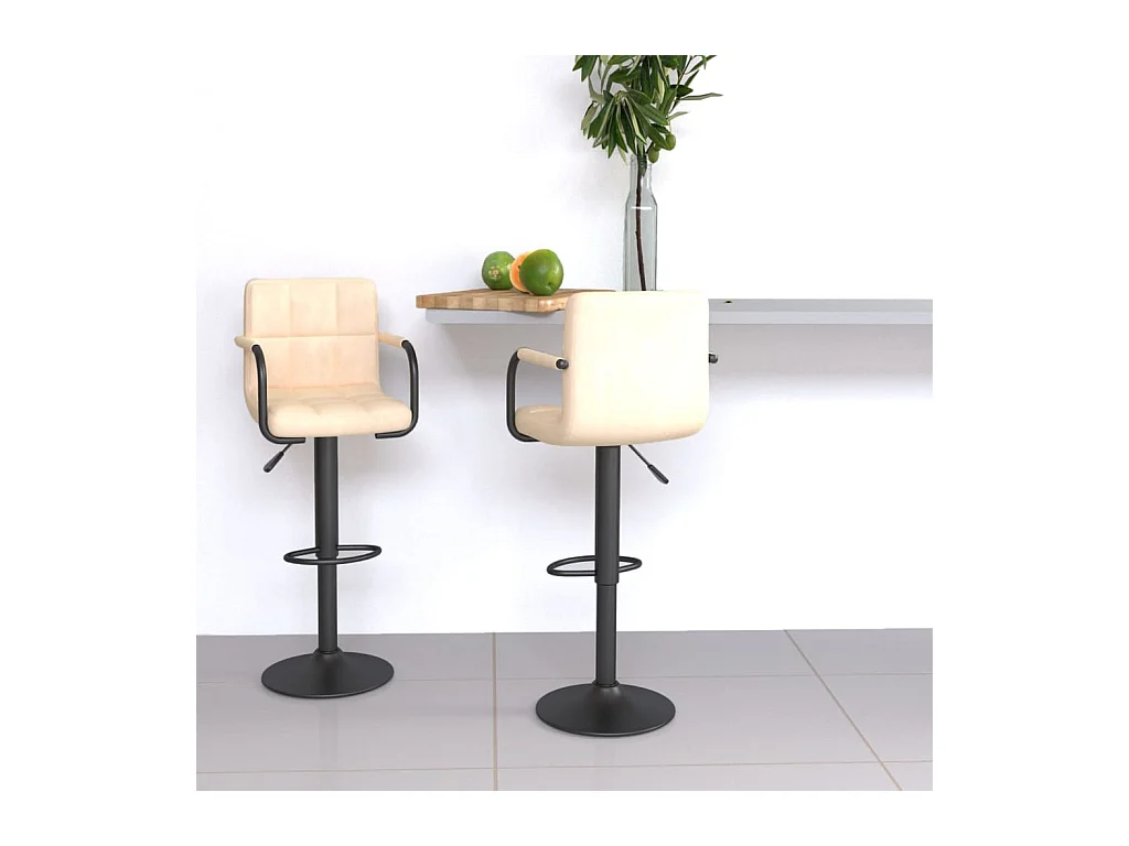 Tabourets de bar lot de 2 crème velours