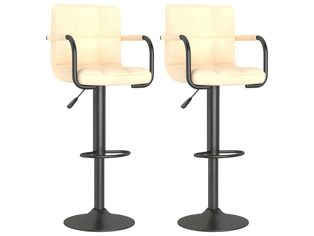 Tabourets de bar lot de 2 crème velours