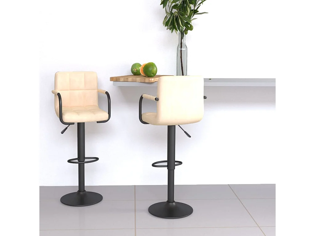 Tabourets de bar lot de 2 crème velours