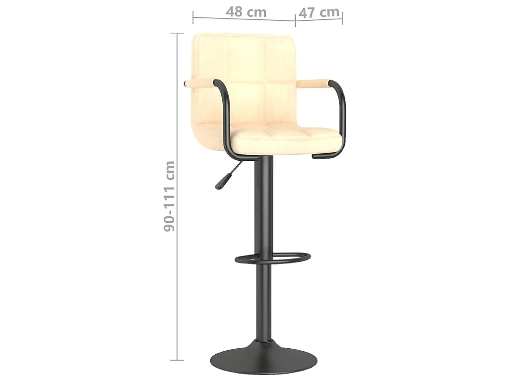 Tabourets de bar lot de 2 crème velours