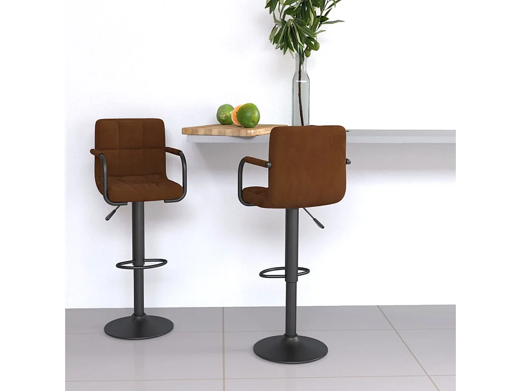 Barhocker 2 Stk. Braun Samt