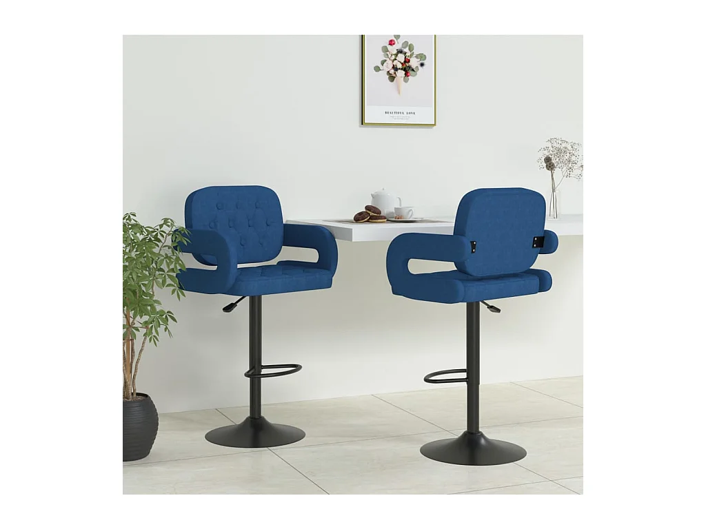 Bancos de bar 2 pcs tecido azul