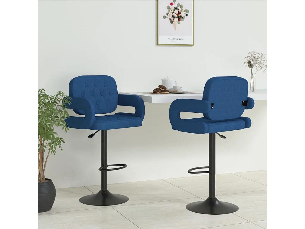 Sgabelli da Bar 2 pz Blu in Tessuto
