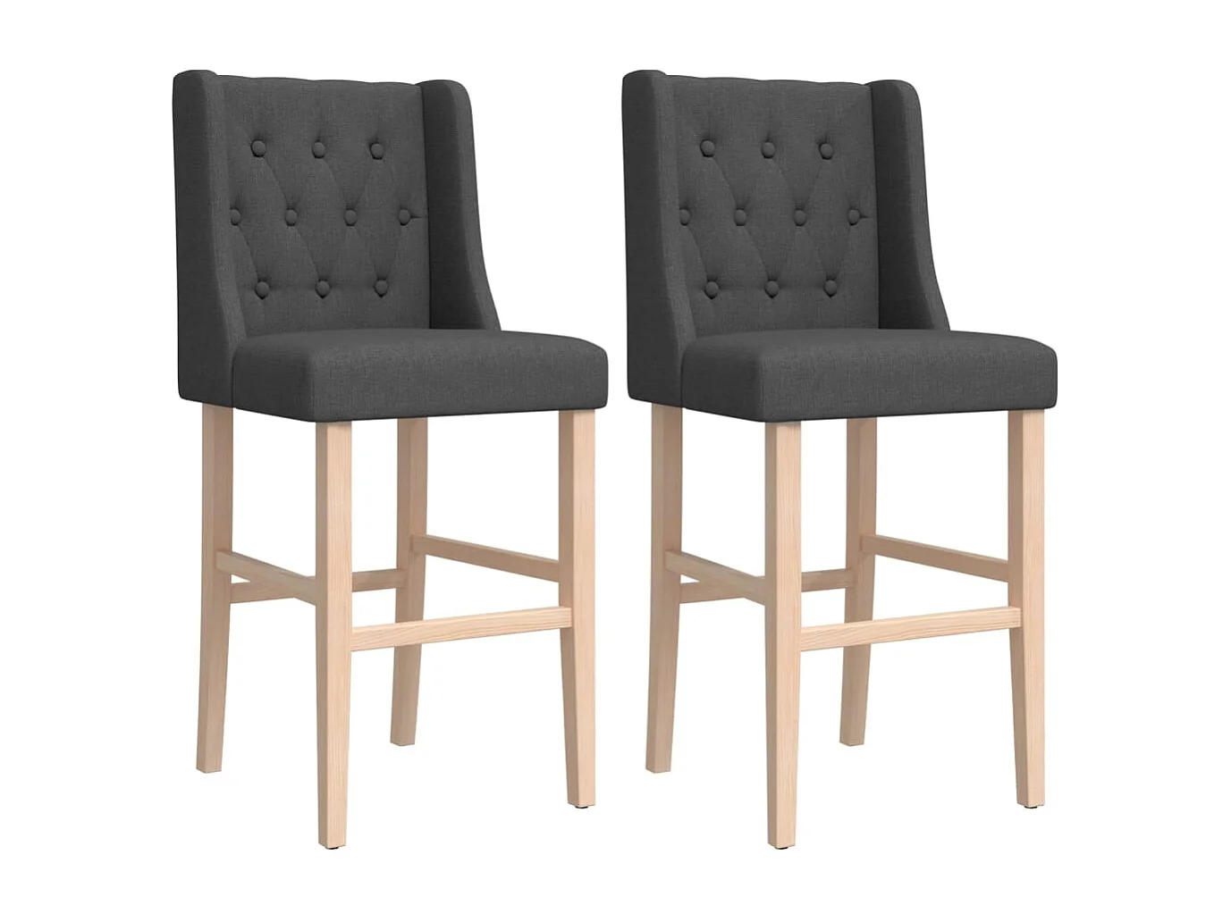 Barstühle 2 Stk. Massivholz Gummibaum und Stoff