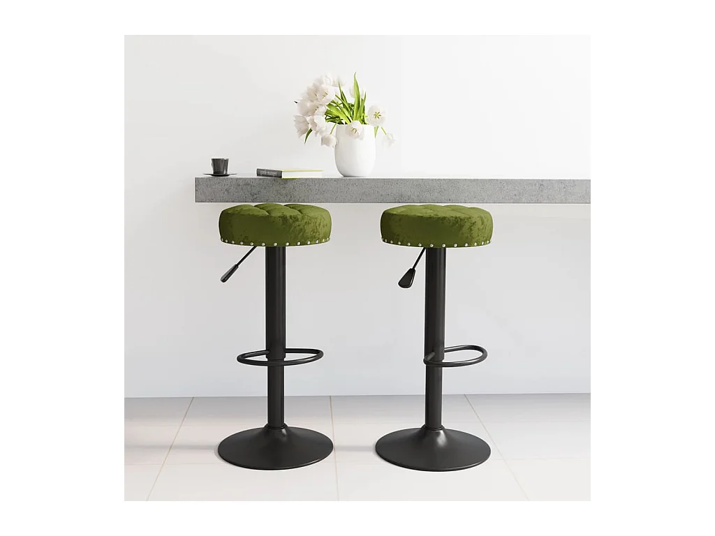 Tabourets de bar lot de 2 vert clair velours